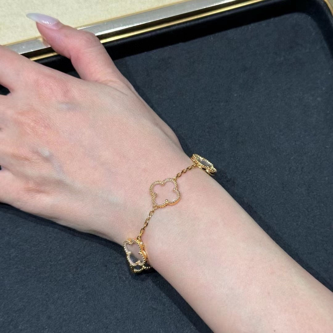 [Select]CLOVER 5 MOTIF ROCK CRYSTAL BRACELET