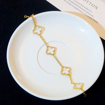 [Select]CLOVER 5 MOTIF ROCK CRYSTAL BRACELET