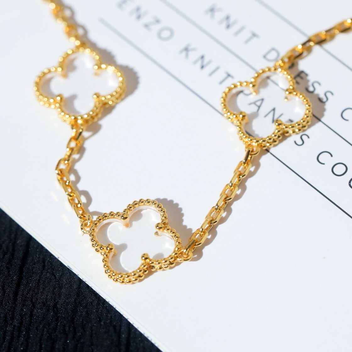 [Select]CLOVER 5 MOTIF ROCK CRYSTAL BRACELET