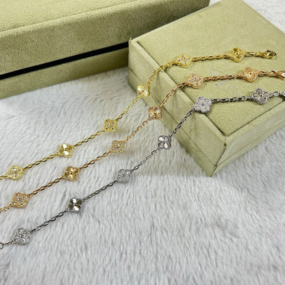 [Select]CLOVER 6 MOTIF DIAMOND LASER BRACELET-w