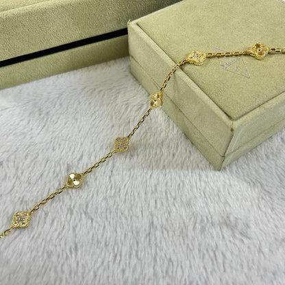 [Select]CLOVER 6 MOTIF DIAMOND LASER BRACELET-w