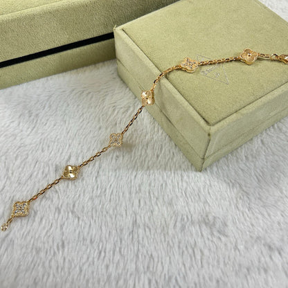 [Select]CLOVER 6 MOTIF DIAMOND LASER BRACELET-w