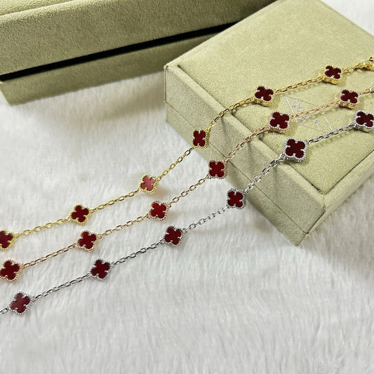 [Select]CLOVER 6 MOTIF RED AGATE BRACELET-w