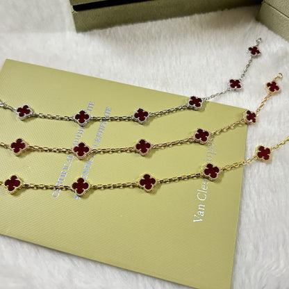 [Select]CLOVER 6 MOTIF RED AGATE BRACELET-w