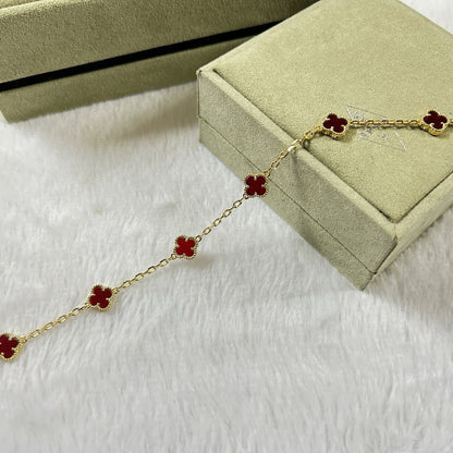 [Select]CLOVER 6 MOTIF RED AGATE BRACELET-w