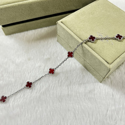 [Select]CLOVER 6 MOTIF RED AGATE BRACELET-w