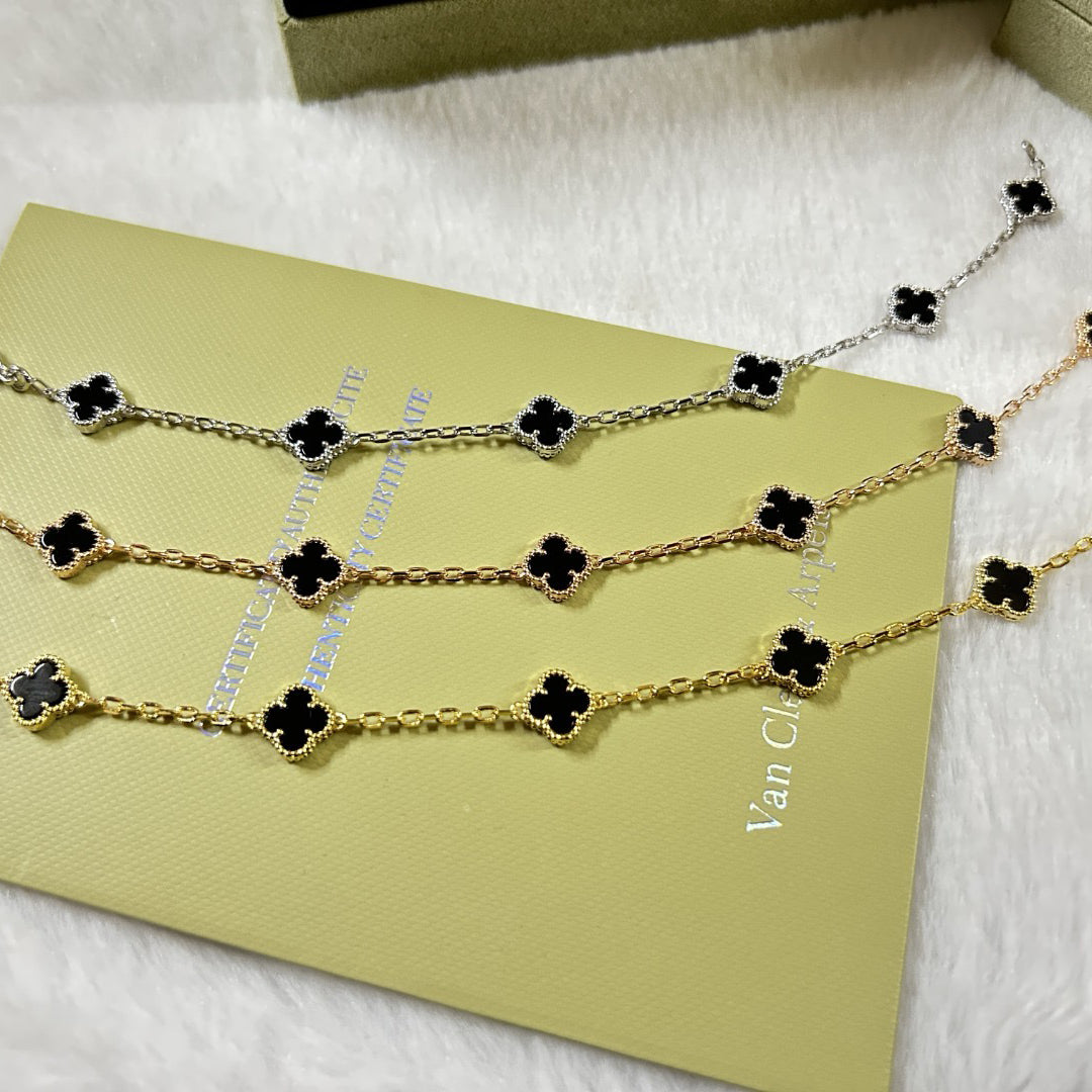 [Select]CLOVER 6 MOTIF  ONYXS BRACELET-w