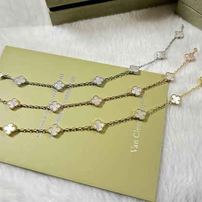 [Select]CLOVER 6 MOTIF WHITE MOP BRACELET-w