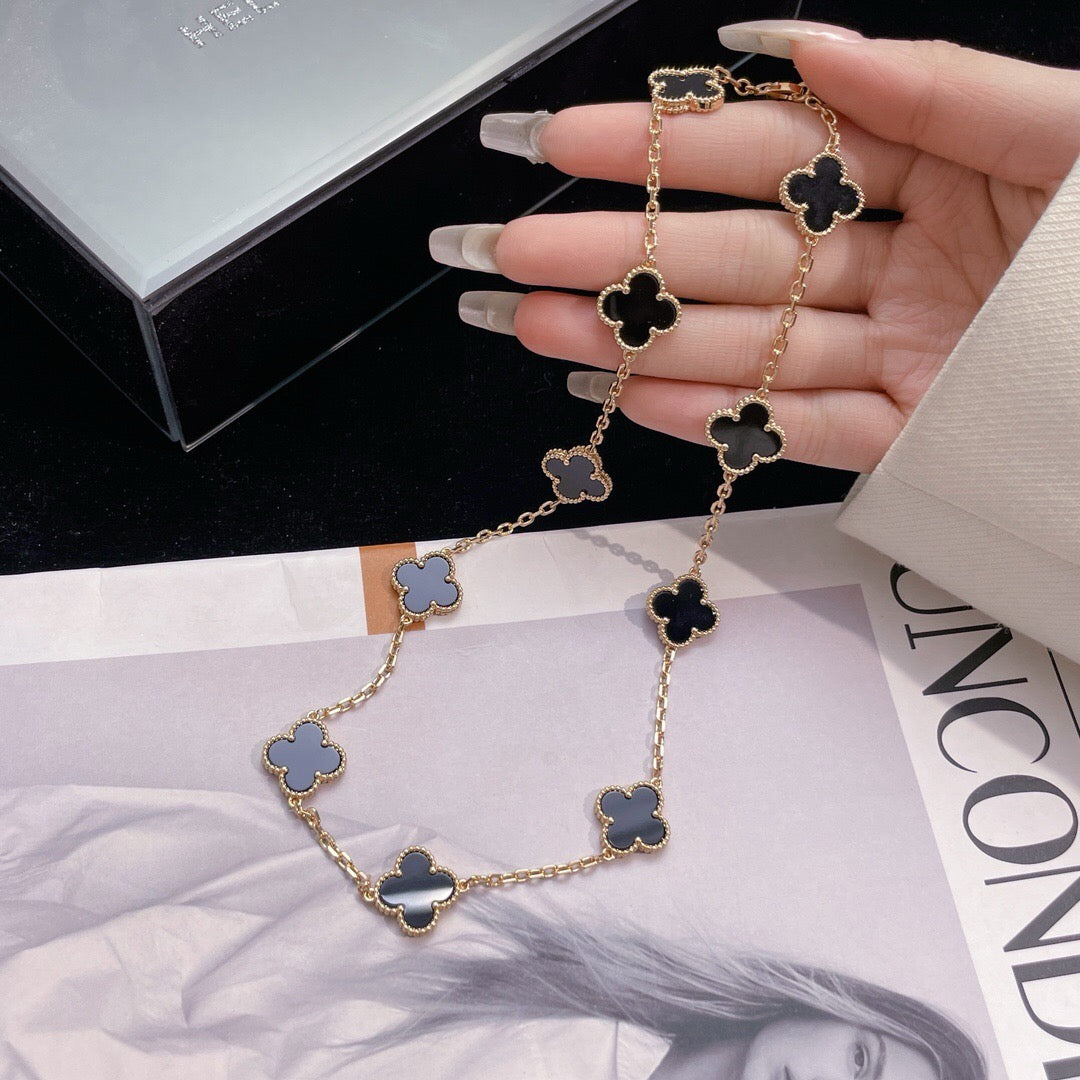 [Select]CLOVER 10 MOTIFS ONYX NECKLACE