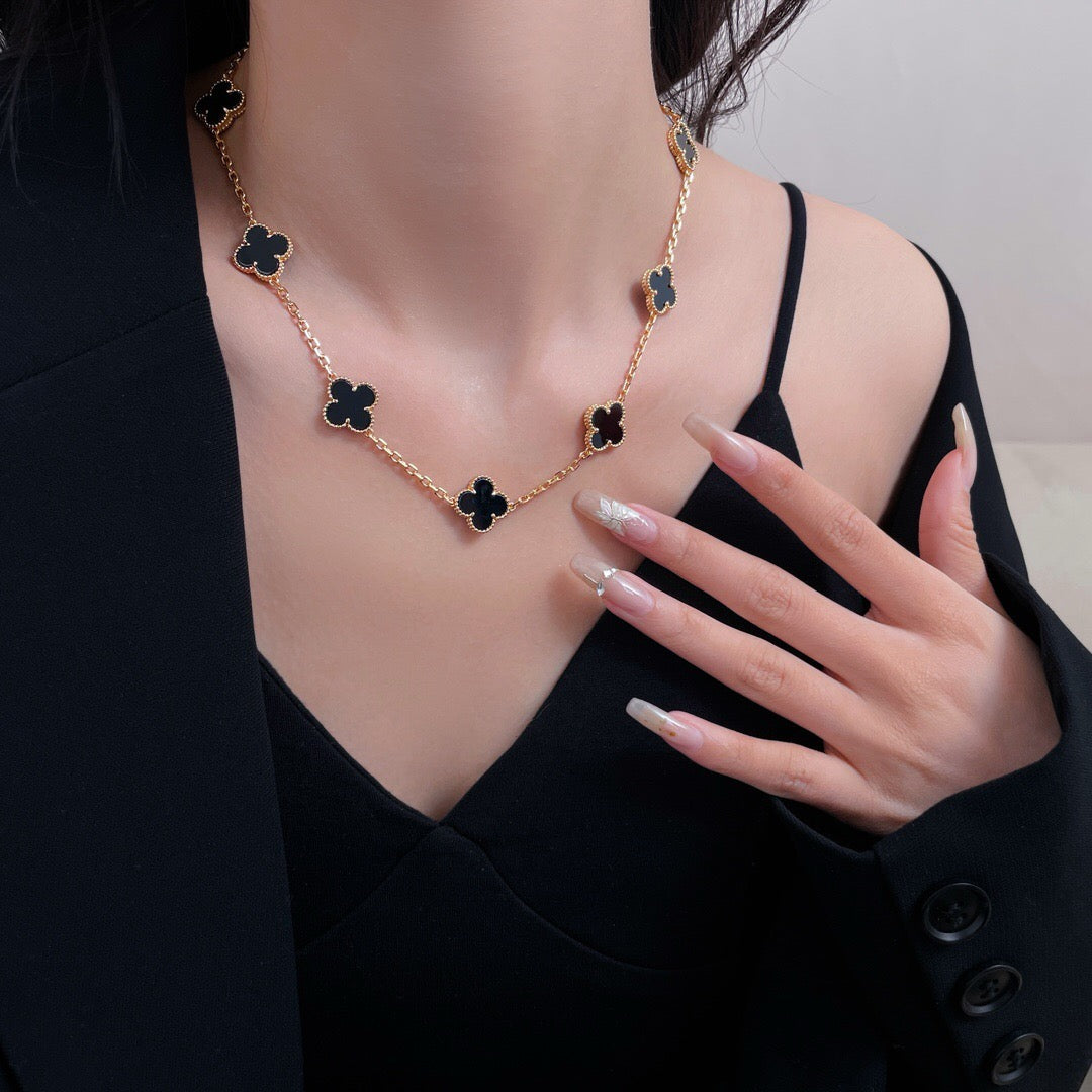 [Select]CLOVER 10 MOTIFS ONYX NECKLACE