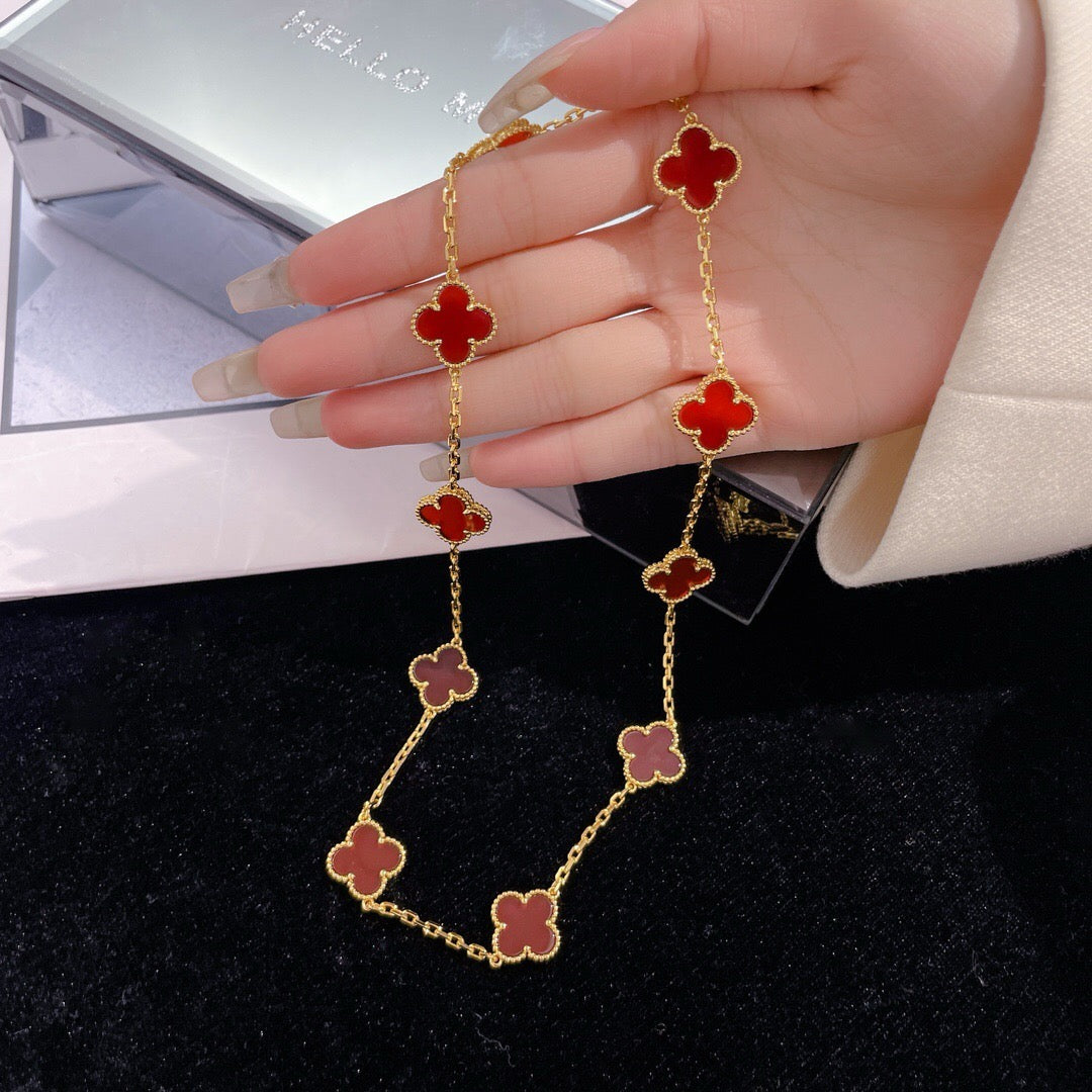 [Select]CLOVER 10 MOTIFS CARNELIAN NECKLACE