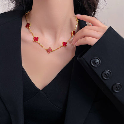 [Select]CLOVER 10 MOTIFS CARNELIAN NECKLACE