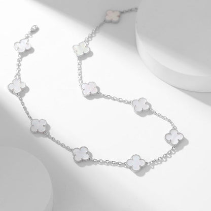 [Select]CLOVER 10 MOTIFS WHITE MOTHER OF PEARL NECKLACE