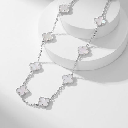 [Select]CLOVER 10 MOTIFS WHITE MOTHER OF PEARL NECKLACE