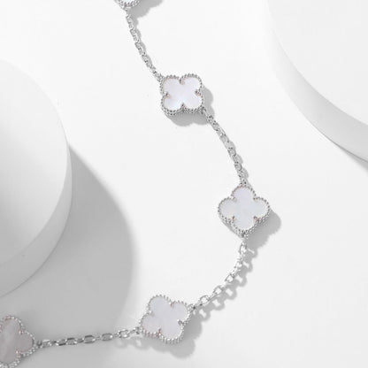 [Select]CLOVER 10 MOTIFS WHITE MOTHER OF PEARL NECKLACE