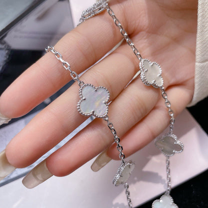 [Select]CLOVER 10 MOTIFS WHITE MOTHER OF PEARL NECKLACE