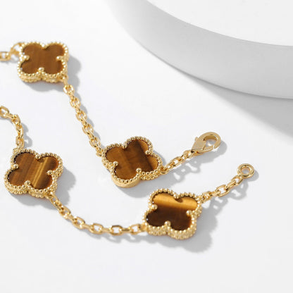 [Select]CLOVER 10 MOTIFS TIGER EYE NECKLACE