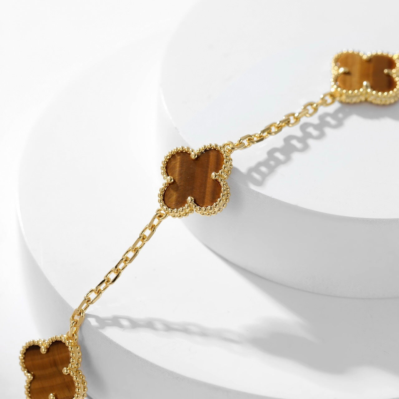 [Select]CLOVER 10 MOTIFS TIGER EYE NECKLACE