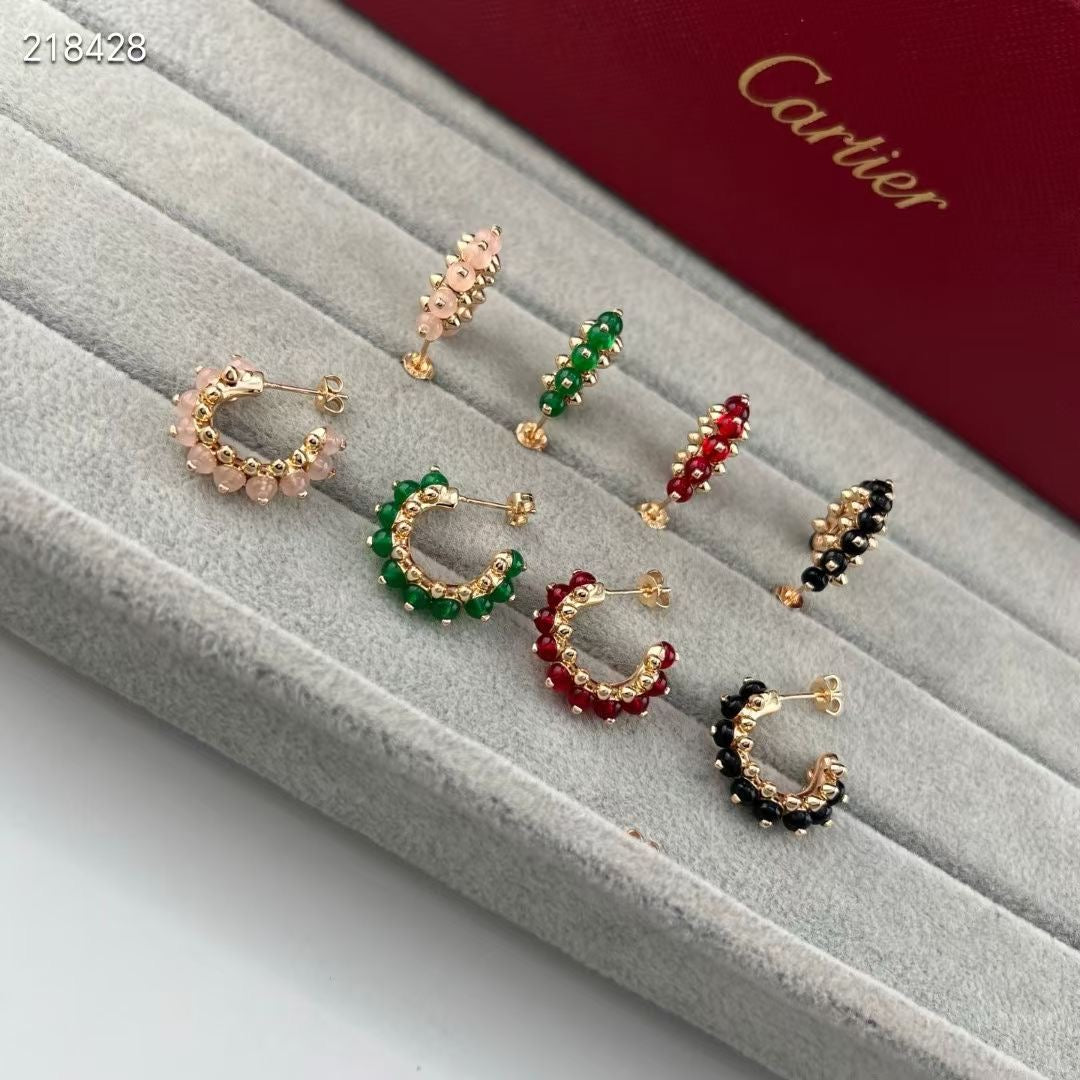 [Select]NEW COLORED GEMSTONE COLLECTION SMALL HOOP EARRINGS
