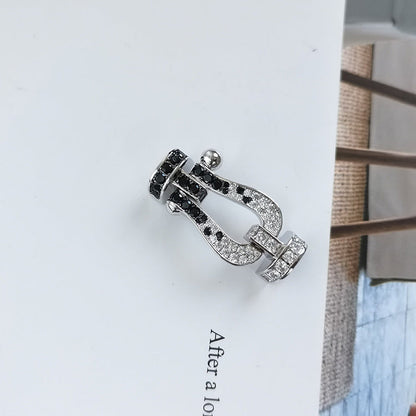 [Select]FORCE LARGE HORSESHOE BLACK WHITE DIAMOND BRACELET SILVER