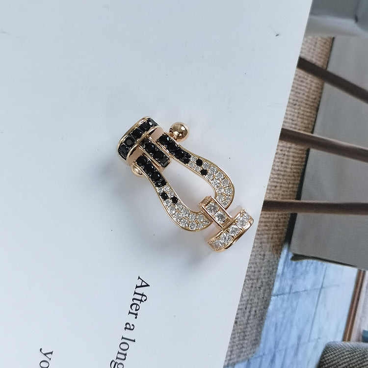 [Select]FORCE LARGE HORSESHOE BLACK WHITE DIAMOND BRACELET Select GOLD