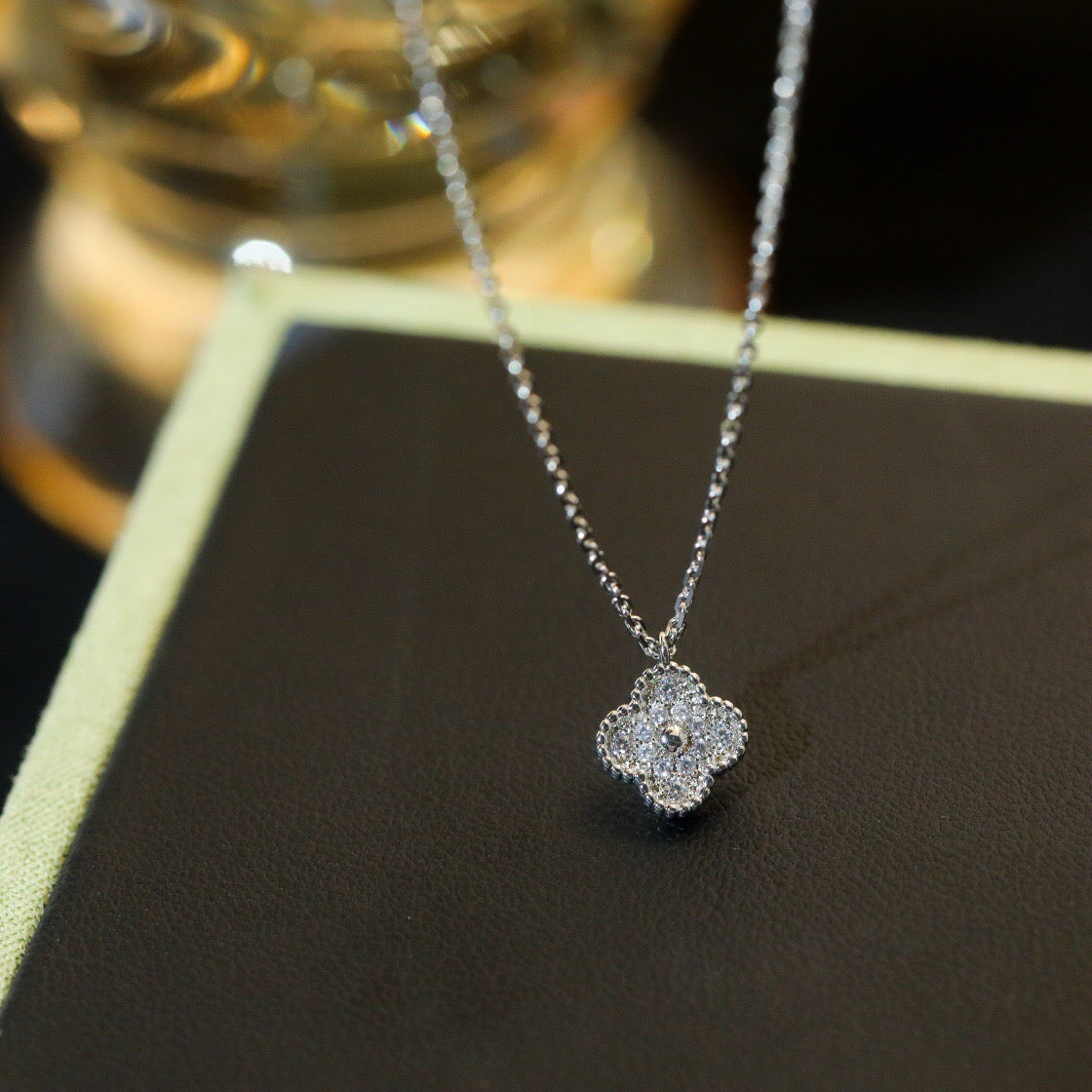 [Select]CLOVER MINI 9.5MM PENDANT DIAMOND NECKLACE