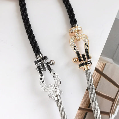[Select]FORCE LARGE HORSESHOE BLACK WHITE DIAMOND BRACELET Select GOLD