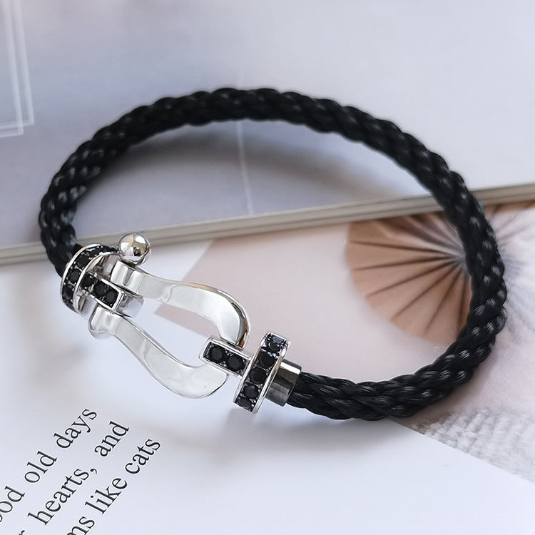 [Select]FORCE LARGE HORSESHOE BLACK DIAMOND BRACELET SILVER