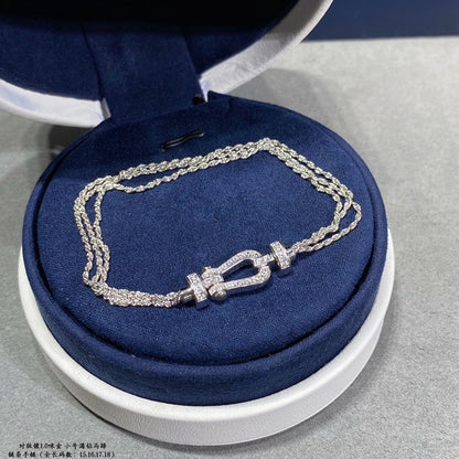 [Select]FORCE SMALL HORSESHOE  DIAMOND CHAIN ROPE BRACELET