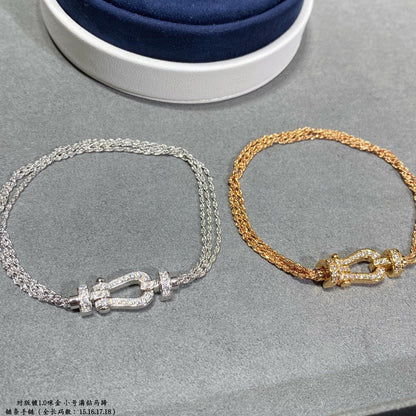 [Select]FORCE SMALL HORSESHOE  DIAMOND CHAIN ROPE BRACELET