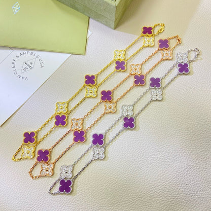 [Select Jewelry]CLOVER 10 MOTIFS  PURPLE VIOLET DIAMOND NECKLACE