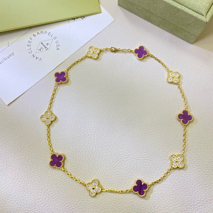 [Select Jewelry]CLOVER 10 MOTIFS  PURPLE VIOLET DIAMOND NECKLACE