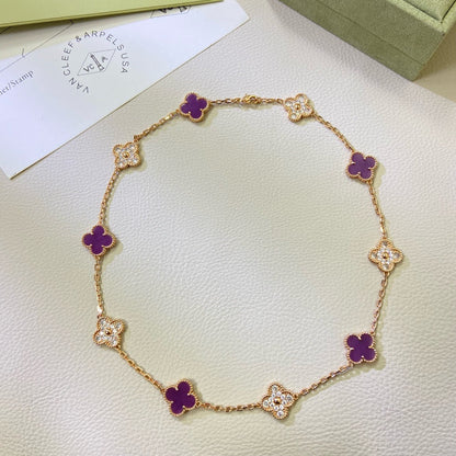 [Select Jewelry]CLOVER 10 MOTIFS  PURPLE VIOLET DIAMOND NECKLACE