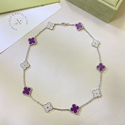 [Select Jewelry]CLOVER 10 MOTIFS  PURPLE VIOLET DIAMOND NECKLACE