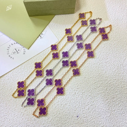 [Select Jewelry]CLOVER 10 MOTIFS  PURPLE VIOLET  NECKLACE