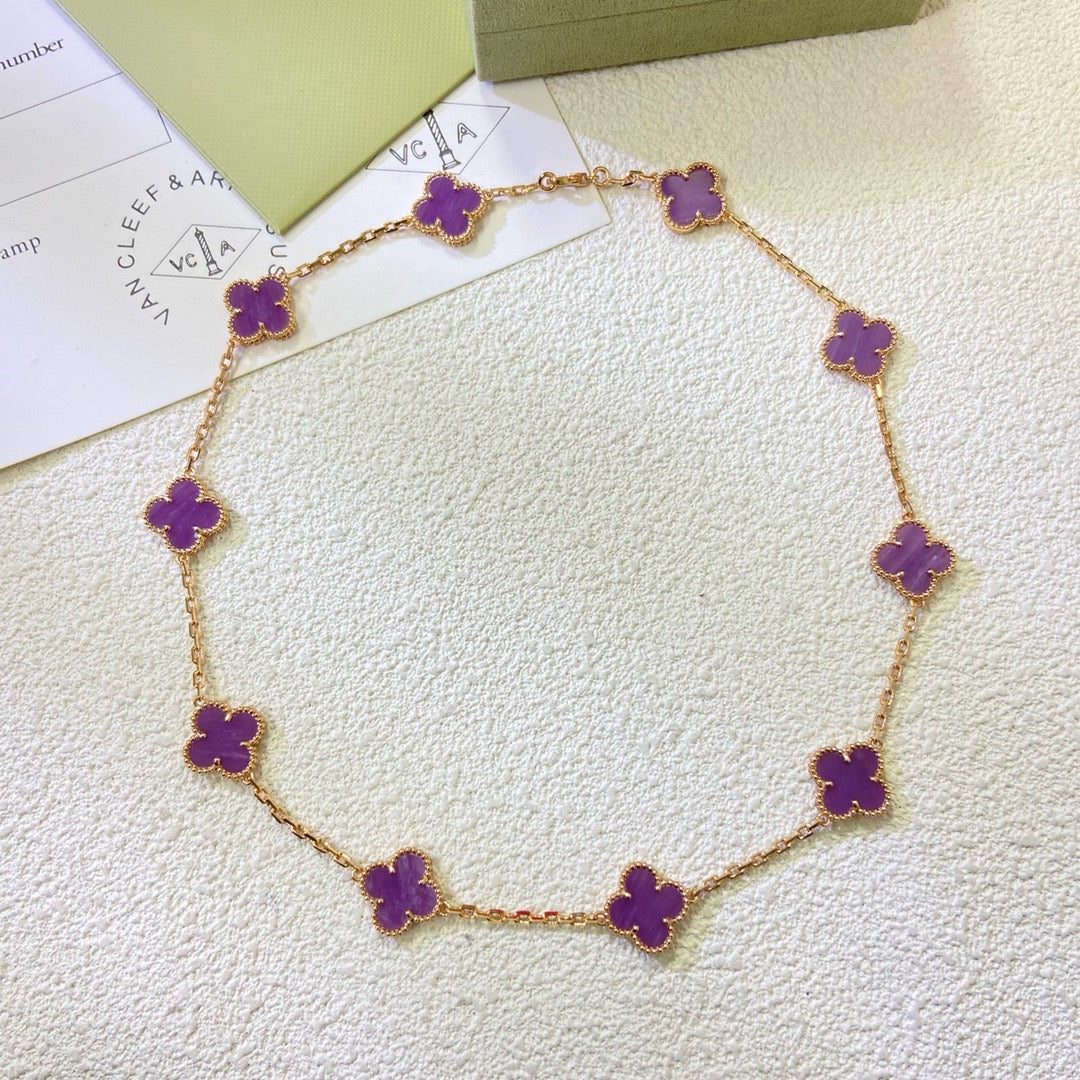 [Select Jewelry]CLOVER 10 MOTIFS  PURPLE VIOLET  NECKLACE