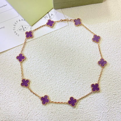 [Select Jewelry]CLOVER 10 MOTIFS  PURPLE VIOLET  NECKLACE