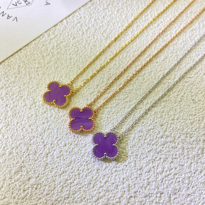 [Select Jewelry]CLOVER 15MM  PURPLE VIOLET NECKLACE
