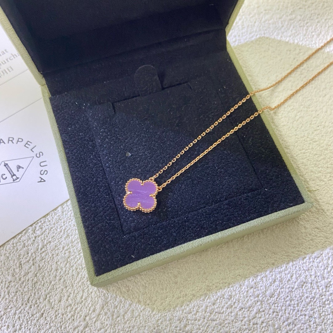 [Select Jewelry]CLOVER 15MM  PURPLE VIOLET NECKLACE