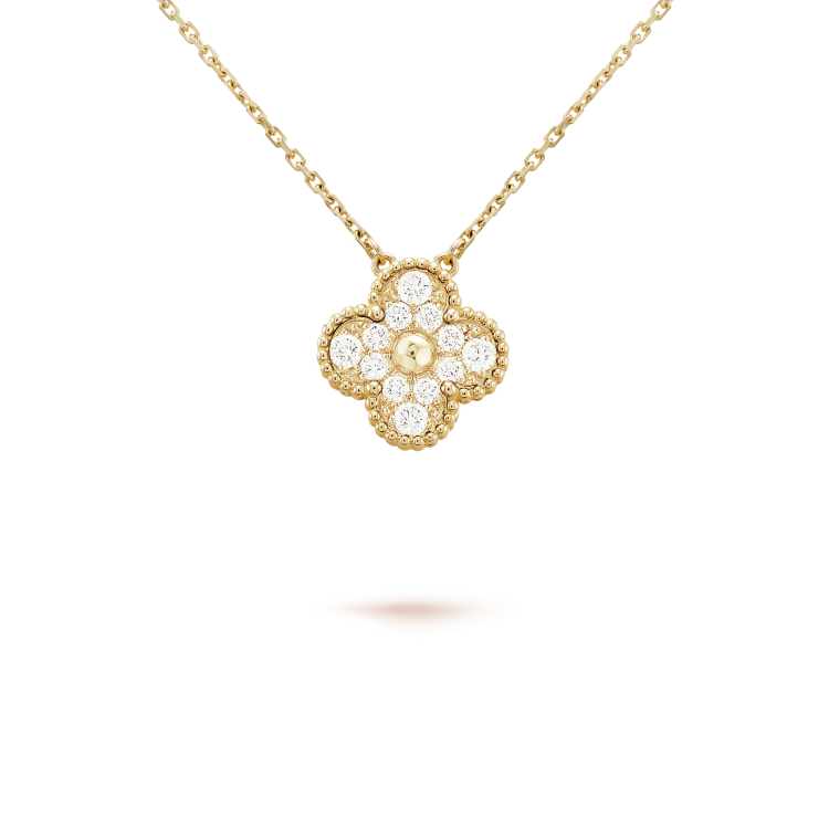 [Select]CLOVER 15MM DIAMOND SINGLE FLOWER NECKLACE
