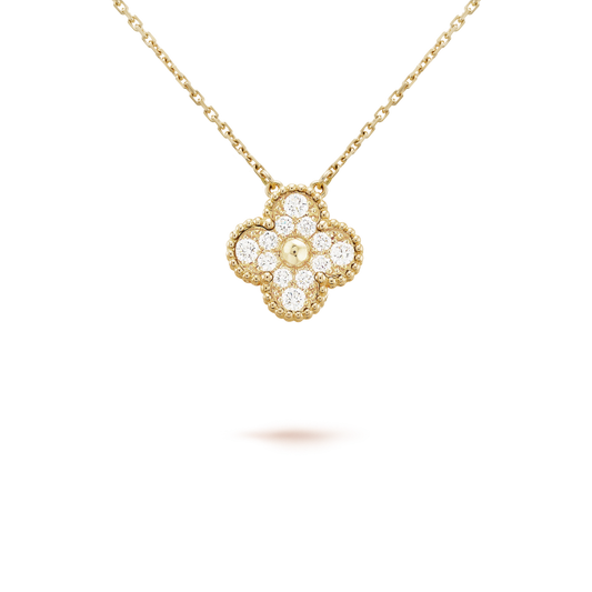 [Select]CLOVER 15MM DIAMOND SINGLE FLOWER NECKLACE