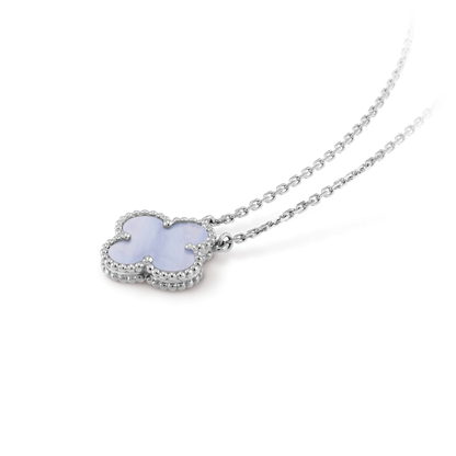 [Select]CLOVER 15MM BLUE CHALCEDONY NECKLACE SILVER
