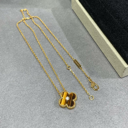 [Select]CLOVER 15MM DIAMOND AND YELLOW TIGER'S EYE AGATE necklace