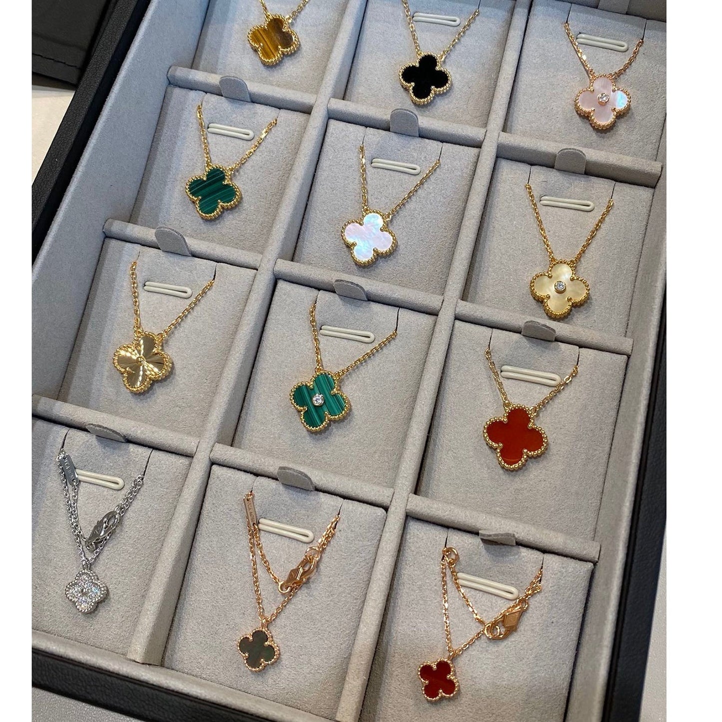 [Select]CLOVER 15MM DIAMOND SINGLE FLOWER NECKLACE