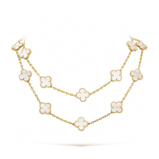 [Select]CLOVER 20 MOTIFS WHITE MOP NECKLACE