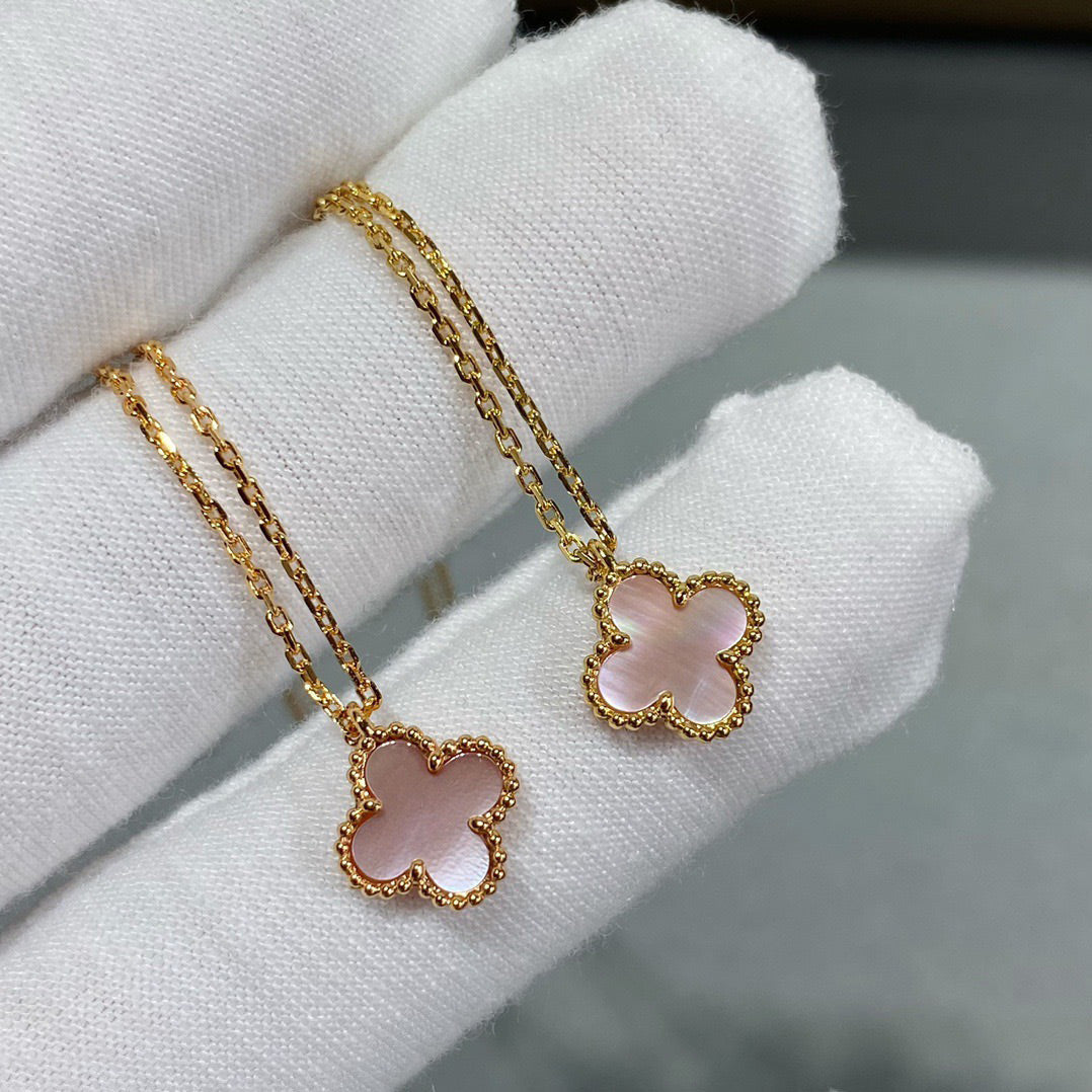 [Select]CLOVER 15MM PINK MOTHER-OF-PEARL SINGLE FLOWER NECKLACE