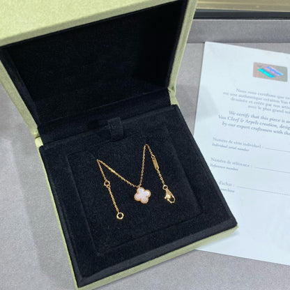 [Select]CLOVER 15MM PINK MOTHER-OF-PEARL SINGLE FLOWER NECKLACE