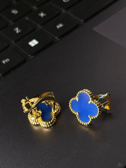[Select] CLOVER LARGE (20mm) 1 MOTIFS BLUE MOP STUD EARRINGS