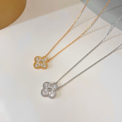 [Select]CLOVER 15MM DIAMOND SINGLE FLOWER NECKLACE