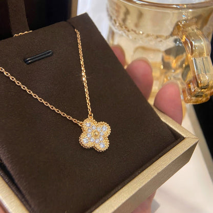 [Select]CLOVER 15MM DIAMOND SINGLE FLOWER NECKLACE
